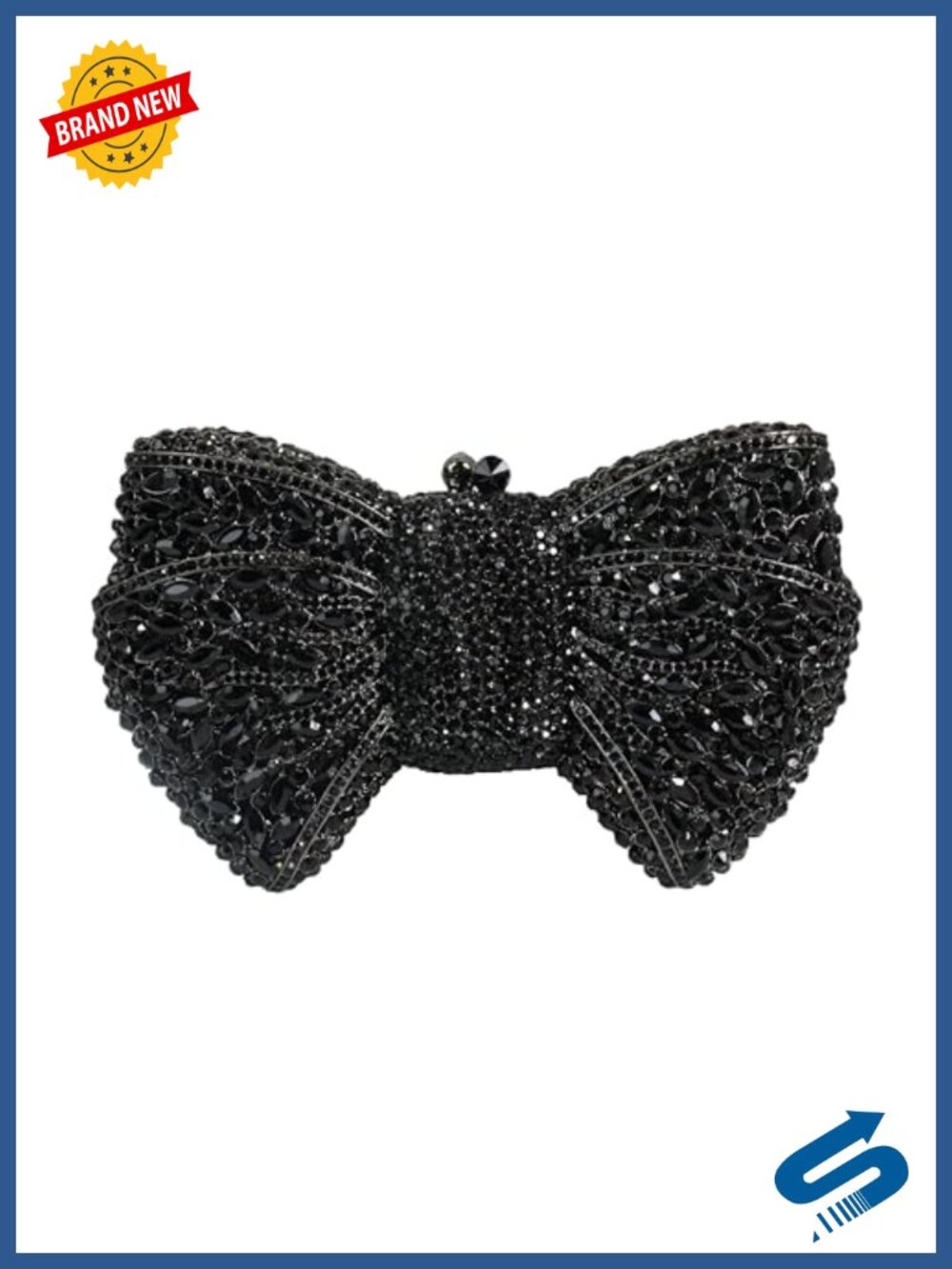 Rhinestones Bowknot Evening Clutch Faux Leather Chain Crossbody Bag Wedding